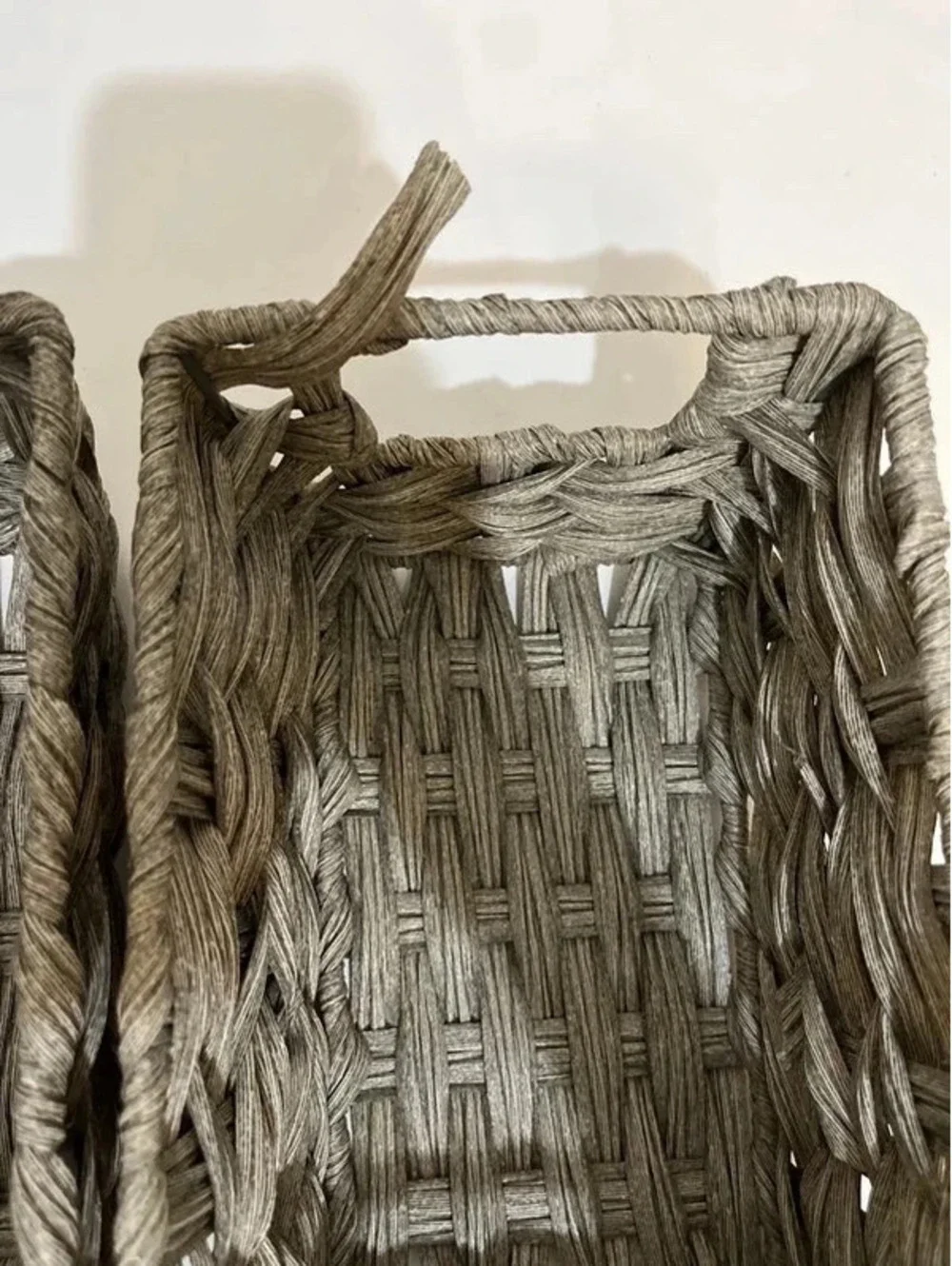 2 small Grey weaved basket for storage organizing